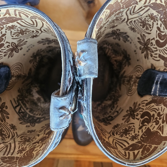 Corral Blue Leather Boots Southwestern Style - Picture 3 of 7